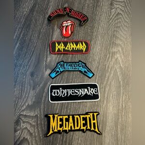 Lot of 6 patches - GnR,Rolling Stones,Def Leppard, Metallica,Whitesnake,Megadeth